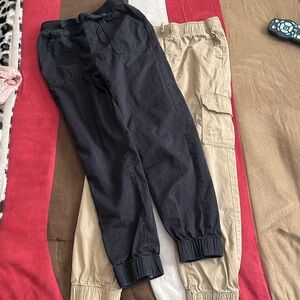 Kids Black khaki Jogger Pants and Tan Khahi Joggers 2 pairs Size 7